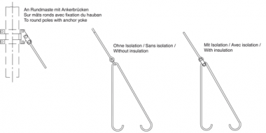 Tige de hauban sur mâts ronds, sans isolation