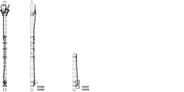 Sectionneur complet à cornes avec commande et tringlage de commande, en travers, le long du mât, Sectionneur à cornes 3.0 kV avec commande sectionneur levée 75/120 mm (manuelle) sur HEB 180-220