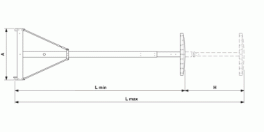 Instrument de mesure de la position de la caténaire, pour utilisation sur lignes practicables 4.90 m - 6.50 m