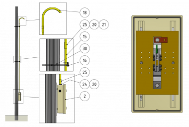 Ensembles de sectionneurs, avec 1 couteau de sectionnement, 2 sorties