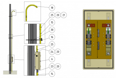 Ensembles de sectionneurs, avec 2 couteaux de sectionnement, 2 entrées/4 sorties