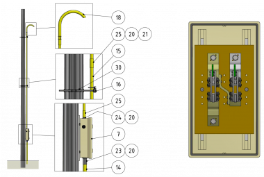 Ensembles de sectionneurs, avec 2 couteaux de sectionnement, 1 entrée/2 sorties