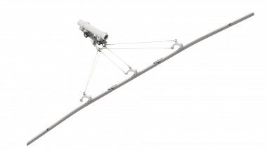 Suspension de ligne de contact TB avec corps isolé KUSYS2, en courbes sur tube G2" 14.5-30° avec griffe de courbe type 4, M16