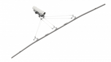 Contact wire suspension ETB with line insulator type 2, in curves to pipe G2.5" 14.5-30° with curve rail type 4, M16