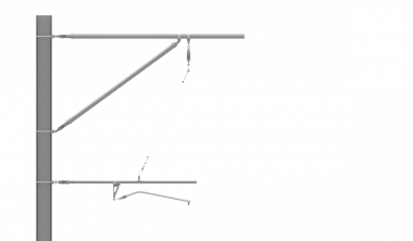 ARCAS Ausleger, halbnachgespannt (HN), Tragrohraufhängung mit Seilhänger, ≥30°-90°, ZUG, Lf= 2.15-2.90m