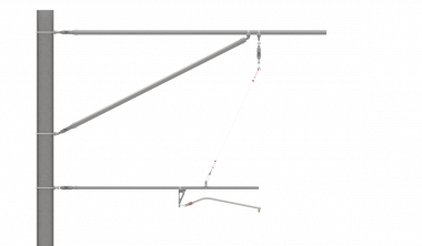 ARCAS Ausleger, halbnachgespannt (HN), Tragrohraufhängung mit Seilhänger, ≥30°-90°, ZUG, Lf= 3.03-3.90m