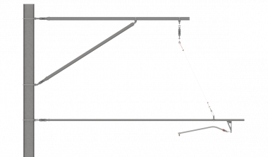 ARCAS Ausleger, halbnachgespannt (HN), Tragrohraufhängung mit Seilhänger, ≥30°-90°, DRUCK, Lf= 2.45-3.30m