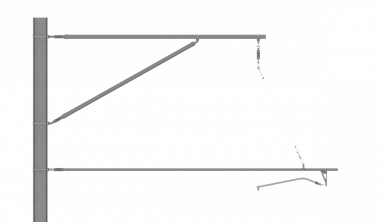 ARCAS Ausleger, halbnachgespannt (HN), Tragrohraufhängung mit Seilhänger, ≥30°-90°, DRUCK, Lf= 2.75-3.65m