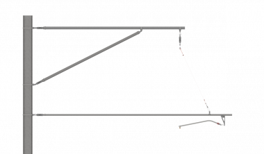 ARCAS Ausleger, halbnachgespannt (HN), Tragrohraufhängung mit Seilhänger, ≥30°-90°, DRUCK, Lf= 3.03-3.90m