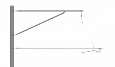 ARCAS Ausleger, halbnachgespannt (HN), Tragrohraufhängung mit Seilhänger, ≥30°-90°, DRUCK, Lf= 3.30-4.15m