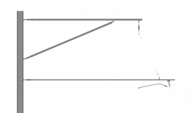 ARCAS Ausleger, halbnachgespannt, DC, Tragrohraufhängung mit Seilhänger, ≥30°-90°, DRUCK, Lf= 3.58-4.40m