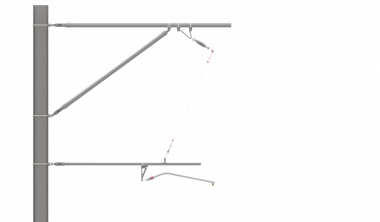 ARCAS Ausleger, halbnachgespannt (HN), Tragrohraufhängung mit Seilhänger, 30°-0°, ZUG, Lf= 2.75-3.32m