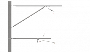 ARCAS Ausleger, halbnachgespannt (HN), Tragrohraufhängung mit Seilhänger, 30°-0°, ZUG, Lf= 3.00-3.60m