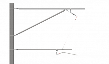 ARCAS Ausleger, halbnachgespannt, DC, Tragrohraufhängung mit Seilhänger, 30°-0°, ZUG, Lf= 3.56-4.16m