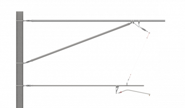 ARCAS Ausleger, halbnachgespannt (HN), Tragrohraufhängung mit Seilhänger, 30°-0°, ZUG, Lf= 4.47-5.07m