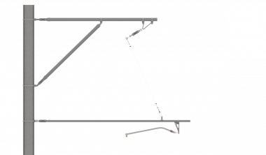 ARCAS Ausleger, halbnachgespannt (HN), Tragrohraufhängung mit Seilhänger, 30°-0°, DRUCK, Lf= 1.65-2.65m