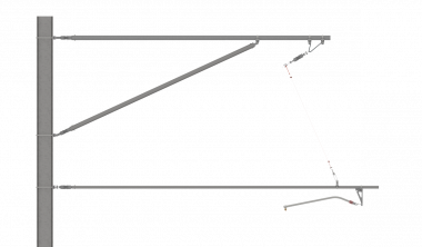 ARCAS Ausleger, halbnachgespannt (HN), Tragrohraufhängung mit Seilhänger, 30°-0°, DRUCK, Lf= 3.30-4.15m