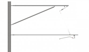 ARCAS Ausleger, halbnachgespannt (HN), Tragrohraufhängung mit Seilhänger, 30°-0°, DRUCK, Lf= 3.58-4.40m