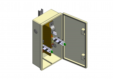 Boîtier pour couteau de sectionnement avec 2 couteaux de sectionnement pour pontage + et - (avec 4 sorties)