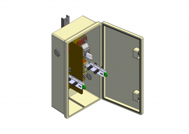 Boîtier pour couteau de sectionnement avec 2 couteaux de sectionnement pour alimentation + et - (avec 2 entrées et 4 sorties)